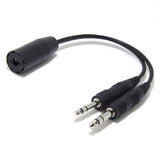 Helicopter to General Aviation Headset Adapter Dual GA Plugs 3/16" Mic Plug and 1/4" Speaker Plug to 4 Conductor U-92A/U Socket