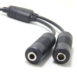 General Aviation to Helicopter Headset Adapter Dual GA Sockets 3/16" Mic Jack and 1/4" Speaker Jack to 4 Conductor U-174/U Plug