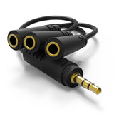 9 Inch 3.5mm (1/8") Male to 3X Female Stereo Splitter Audio Cable, Gold-Plated