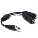 General Aviation to Helicopter Headset Adapter Dual GA Sockets 3/16" Mic Jack and 1/4" Speaker Jack to 4 Conductor U-174/U Plug