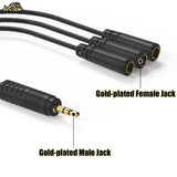 9 Inch 3.5mm (1/8") Male to 3X Female Stereo Splitter Audio Cable, Gold-Plated