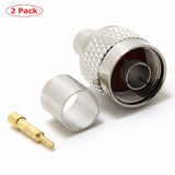 N Male Crimp On Plug Connector for RG-8,RG-213,RG-214, LMR400, Belden 9913 50ohm Low Loss RF Coaxial Cable 50 pairs