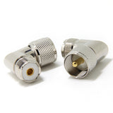 UHF PL-259 Male to UHF PL-259 Female L Shape Right Angle 90 Degree RF Coaxial Adapter Connector for CB Ham Radio Antenna