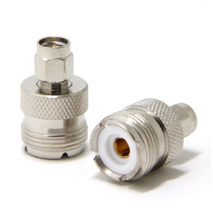 RF Coaxial Coax Adapter Connector UHF Female SO-239 to SMA Male Plug 2-Pack