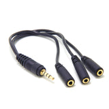 3.5mm (1/8") TRRS 4-Pole/3-Rings Male to 3x Female 3.5mm TRRS 4-Pole/3-Rings Stereo Splitter Audio Cable, Gold-Plated