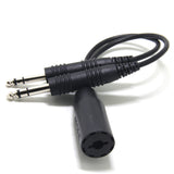 Helicopter to General Aviation Headset Adapter Dual GA Plugs 3/16" Mic Plug and 1/4" Speaker Plug to 4 Conductor U-92A/U Socket