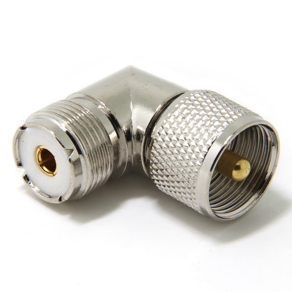 UHF PL-259 Male to UHF PL-259 Female L Shape Right Angle 90 Degree RF Coaxial Adapter Connector for CB Ham Radio Antenna