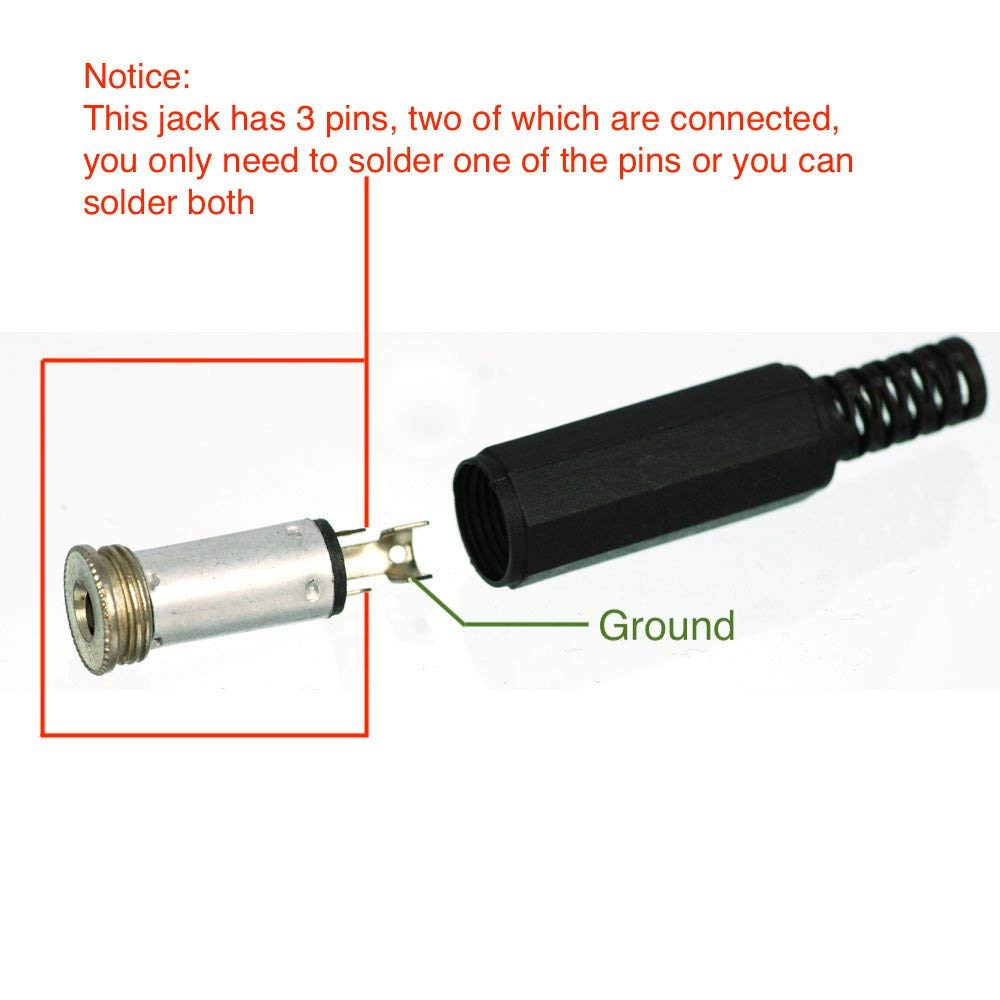 1/8 inch TS Mono Female Jack Socket 3.5mm Solder Type DIY Audio Cable –  Ancable